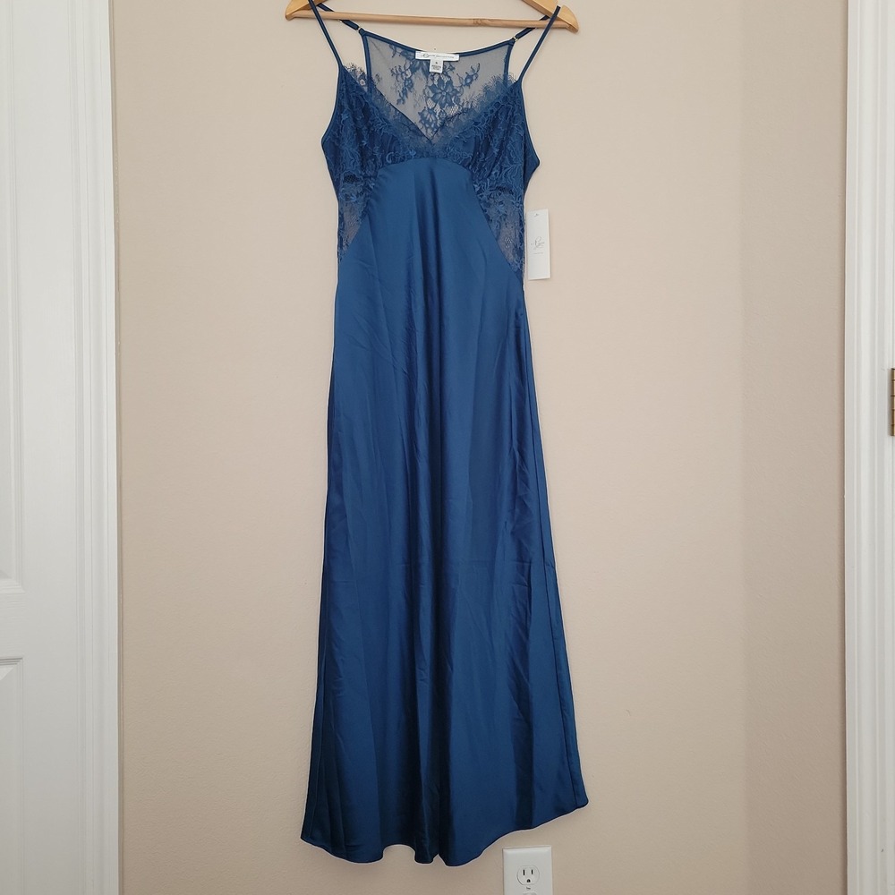 Rya Collection Womens Blue Slip Dress Size S Lace New Bridal Lingerie Nightgown